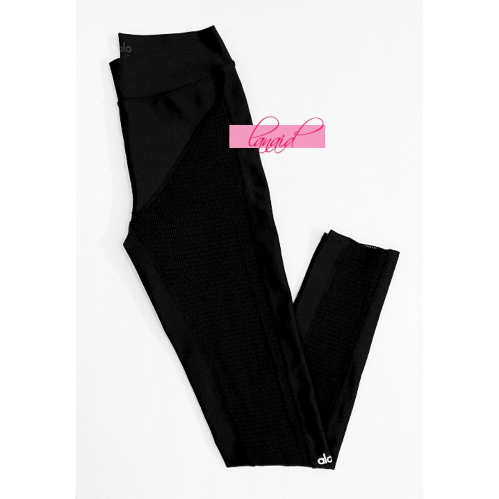 Alo High-Waist Airlift Energize Legging Black Sheer Mesh Cut-Outs Cutouts Tights - Picture 13 of 16